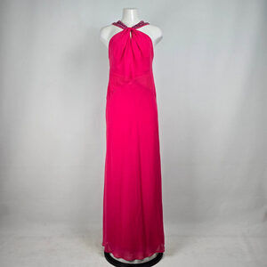 Fuchsia Pink Studded Neckline Event Dress Size M
